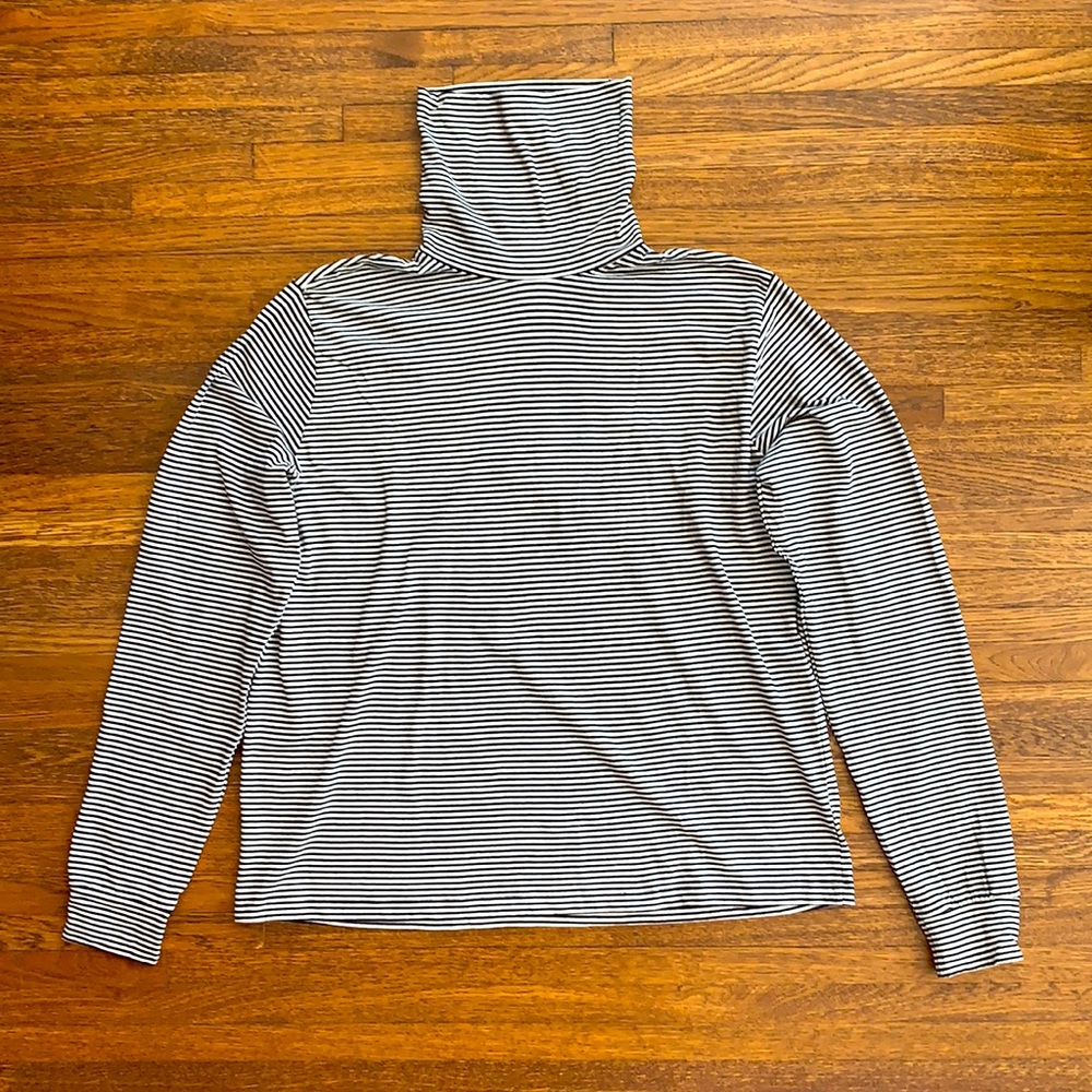 Men’s MNML Black and White Striped Cotton Turtleneck Shirt